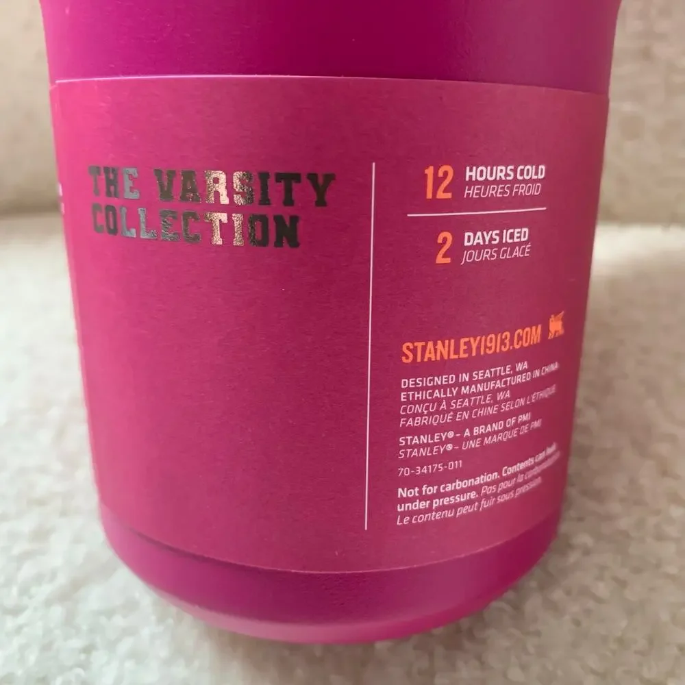 New Stanley The Varsity Iceflow Flip Straw Tumbler 30 oz - Fuchsia Mesh - Picture 5 of 6
